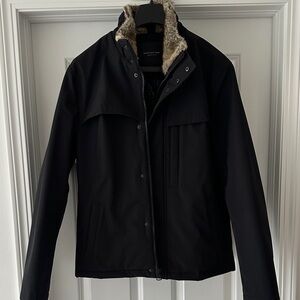 Marc New York Black Jacket with Faux-Fur Trim